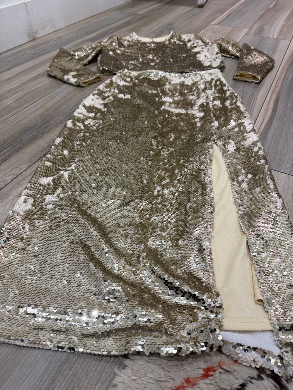 Gold Sequin Two-Piece Skirt Set - Picture 2 of 7